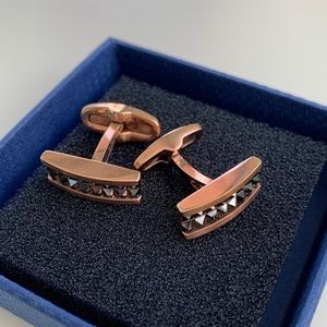 Swarovski Rose Gold Cufflinks with Black Crystals